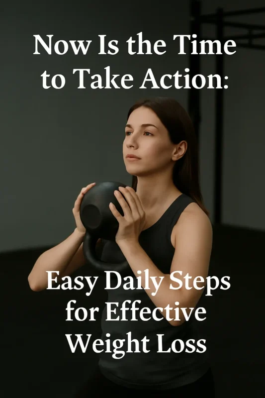Motivational image of a fit woman holding a kettlebell, symbolizing commitment to effective weight loss and daily fitness routines